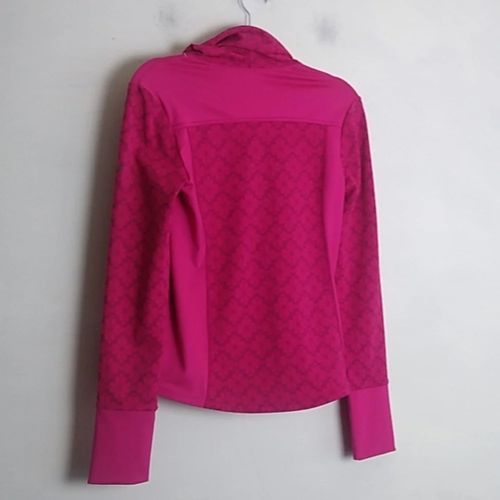 Kate Spade Half Zip Pullover Hoodie size XS Tonal Spade Floral Print Pink